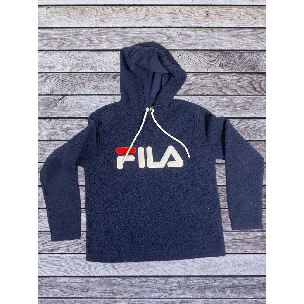 Fila Navy Blue Sherpa Hoodie Caroline Sherpa Fleece Navy Blue size M Adult